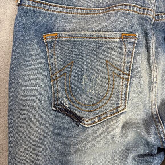 True Religion Halle Mid Rise Super Skinny Ankle Jeans Stretch Distressed Size 25 - Picture 9 of 11